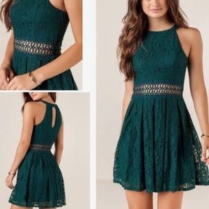 Francesca’s Emerald Green Lace Dress